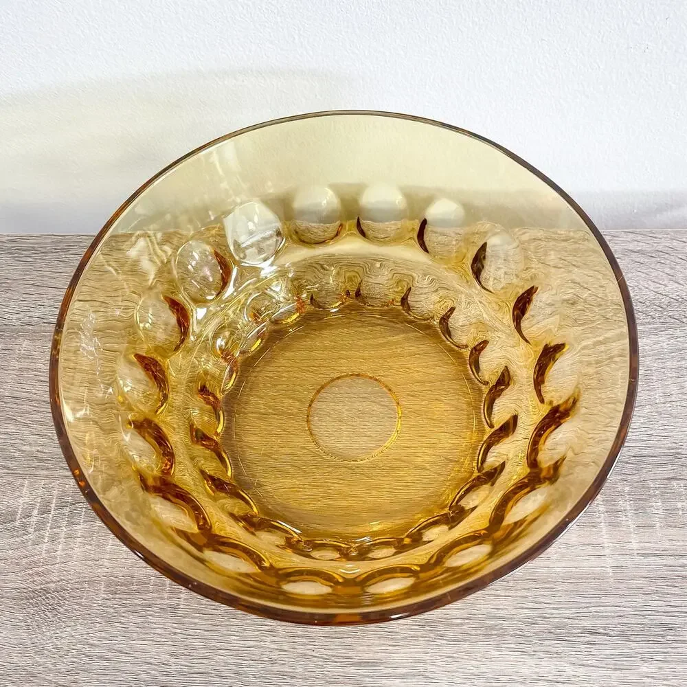 Vintage MCM Amber Thumbprint Large Serving Bowl